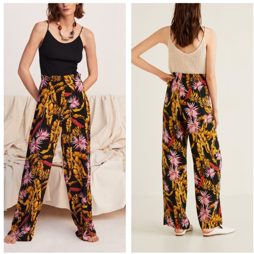 MANGO floral wide leg pants - Picture 2 of 5